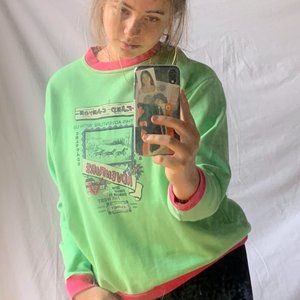Women's Green and Pink Sweatshirt